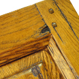 Aged and pegged solid wood door joint